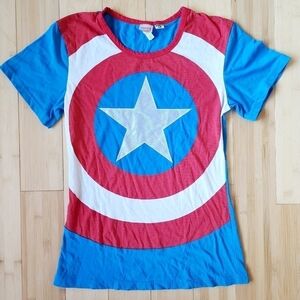 Marvel Captain America T-Shirt Halloween Costume Cosplay Women's Small S Tee EUC